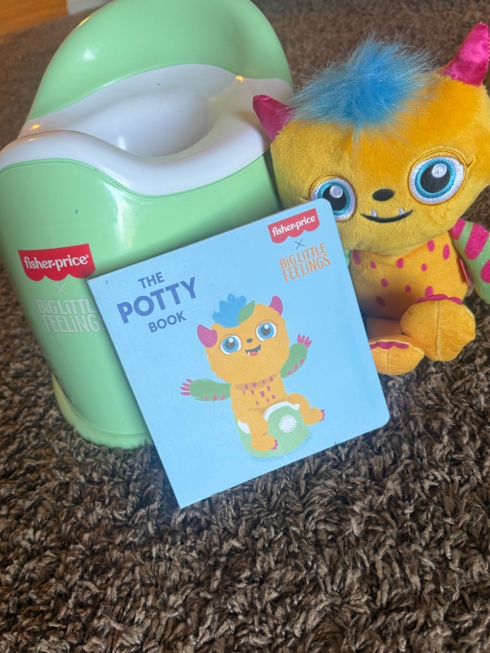 Fisher-Price Light Green Potty Training Set with Yellow Plush Monster